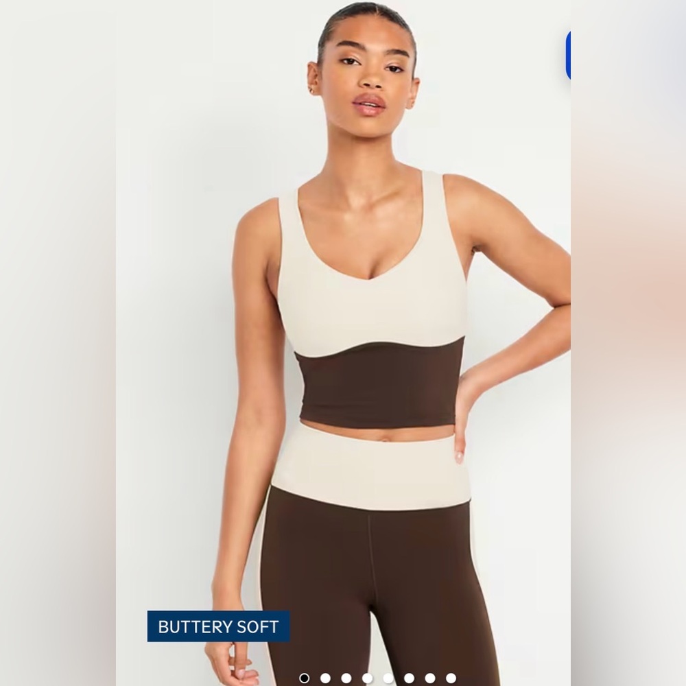 Old Navy studio smooth active top and leggings set coffee color block M